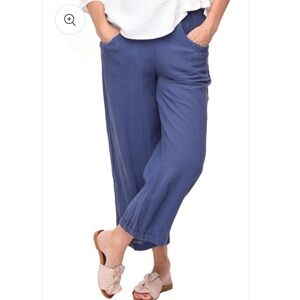 Tulip Blue Gauzy Cotton Pull On Pants Size Large Boho Lagenlook